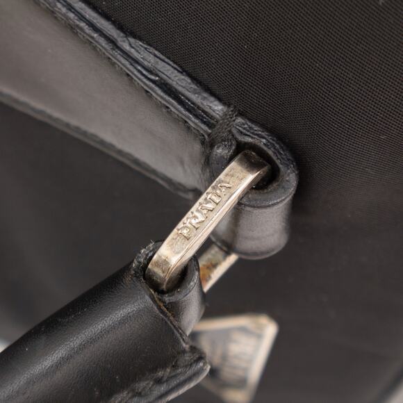 PRADA Tessuto Nylon Triangle Logo Bauletto Bag Black Vintage Y2K RARE - Picture 15 of 15